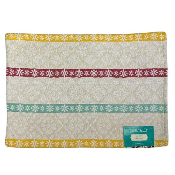 The Pioneer Woman Multi Stripe Fabric Placemats Farmhouse Rectangle 4 Piece Set - Picture 11 of 16